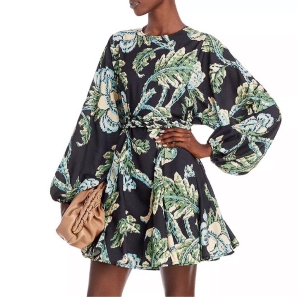 RHODE Ella Dress in Camellia Long Sleeve Mini with Braided Tie Belt